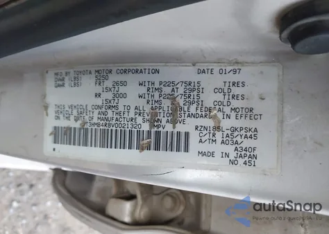 1997 Toyota 4Runner z USA, uszkodzony, nr VIN JT3HM84R8V0021320